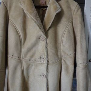 Coat Jacket Sz Jr M Tan Faux Fur Lining Gadzooks